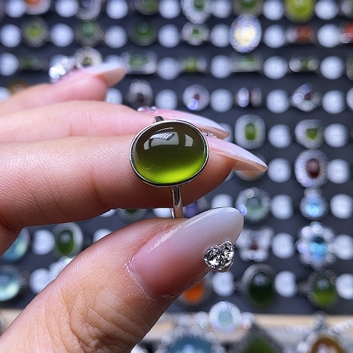 岫玉戒指银S925镶嵌╭****︵