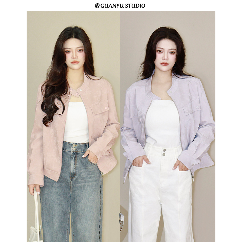 【港风画报】春季经典立领自带复古美式短款皮衣夹克外套DM25515