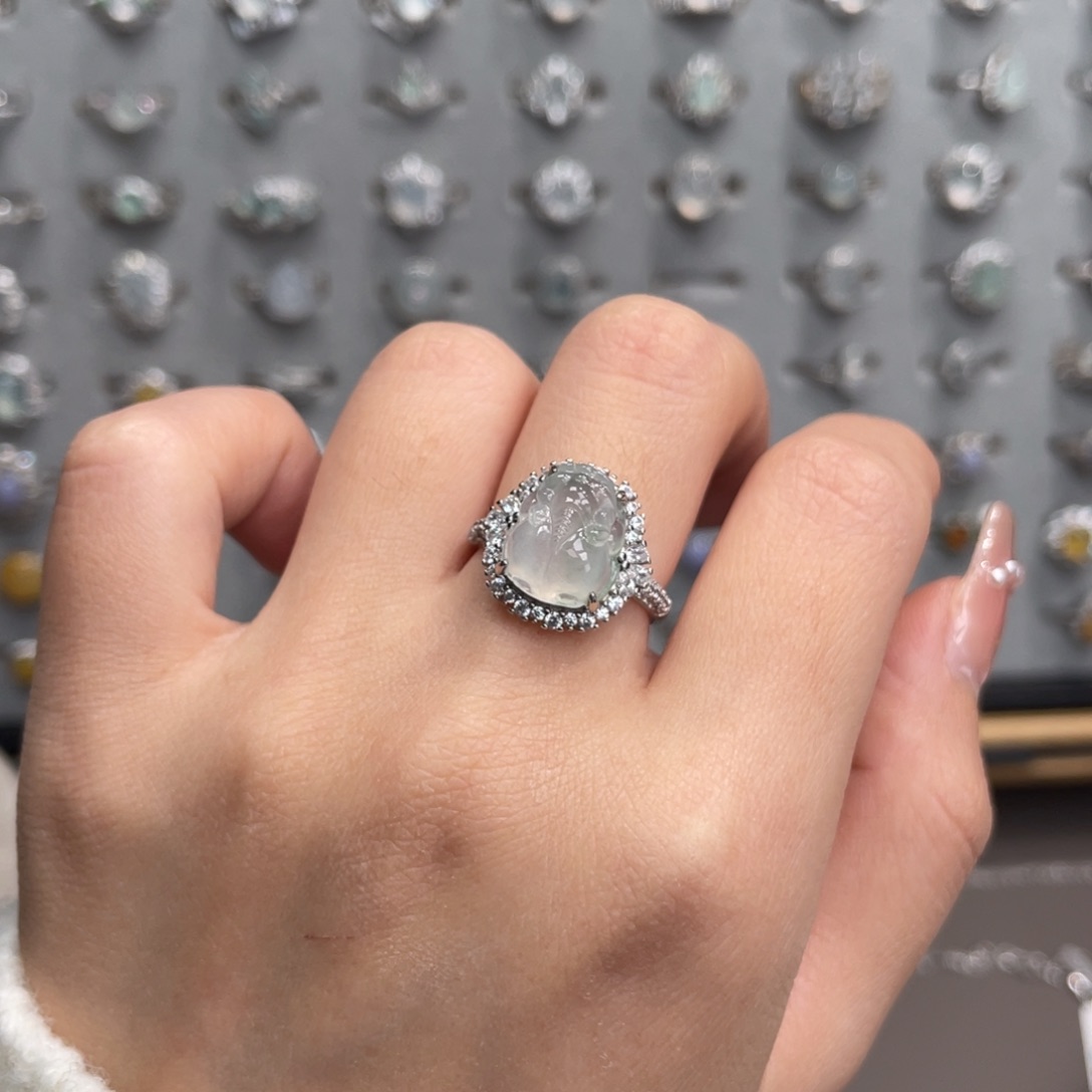 翡翠银S925镶嵌戒指