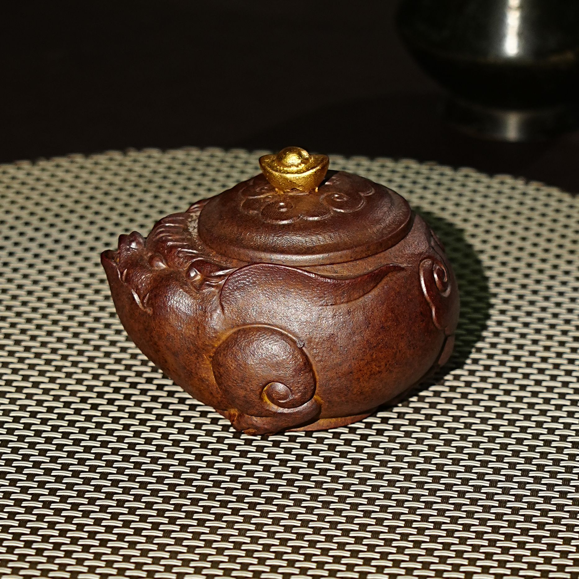 【9078金蟾手抓】宜兴原矿紫砂全手工堆绘元宝茶具紫砂壶茶器