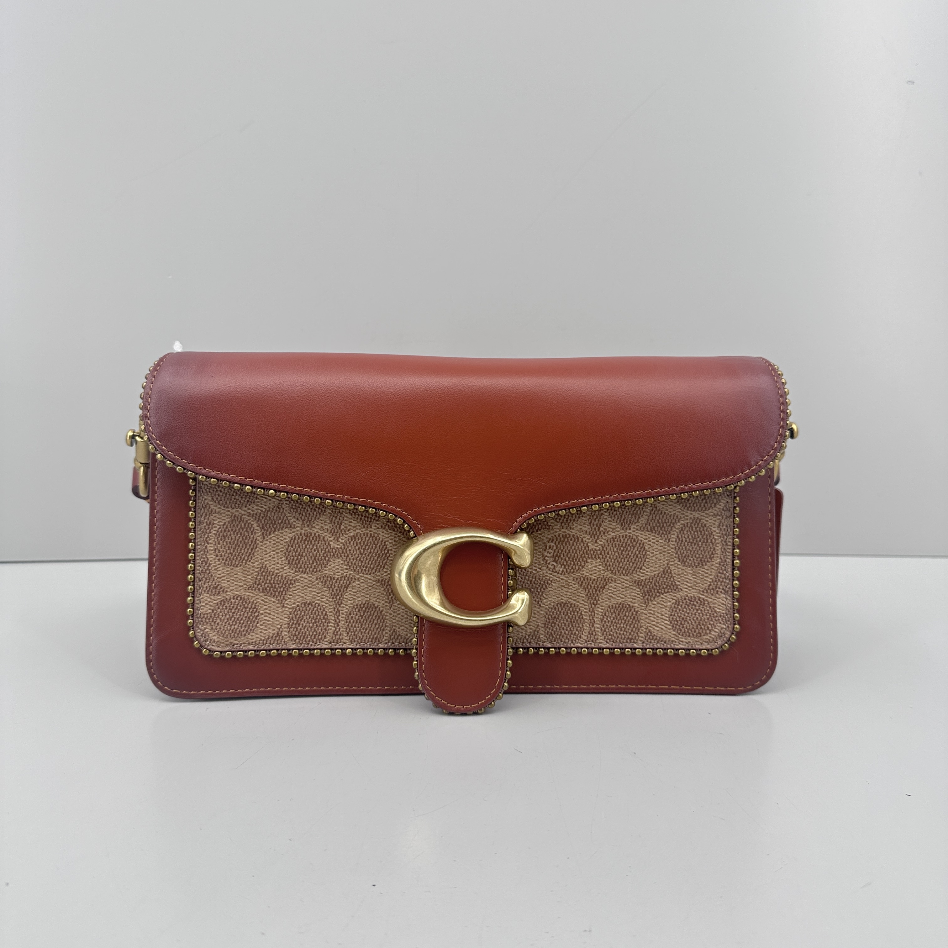 99新 COACH/蔻驰 微瑕/tabby26红棕串珠酒神26*14*7cmE060311