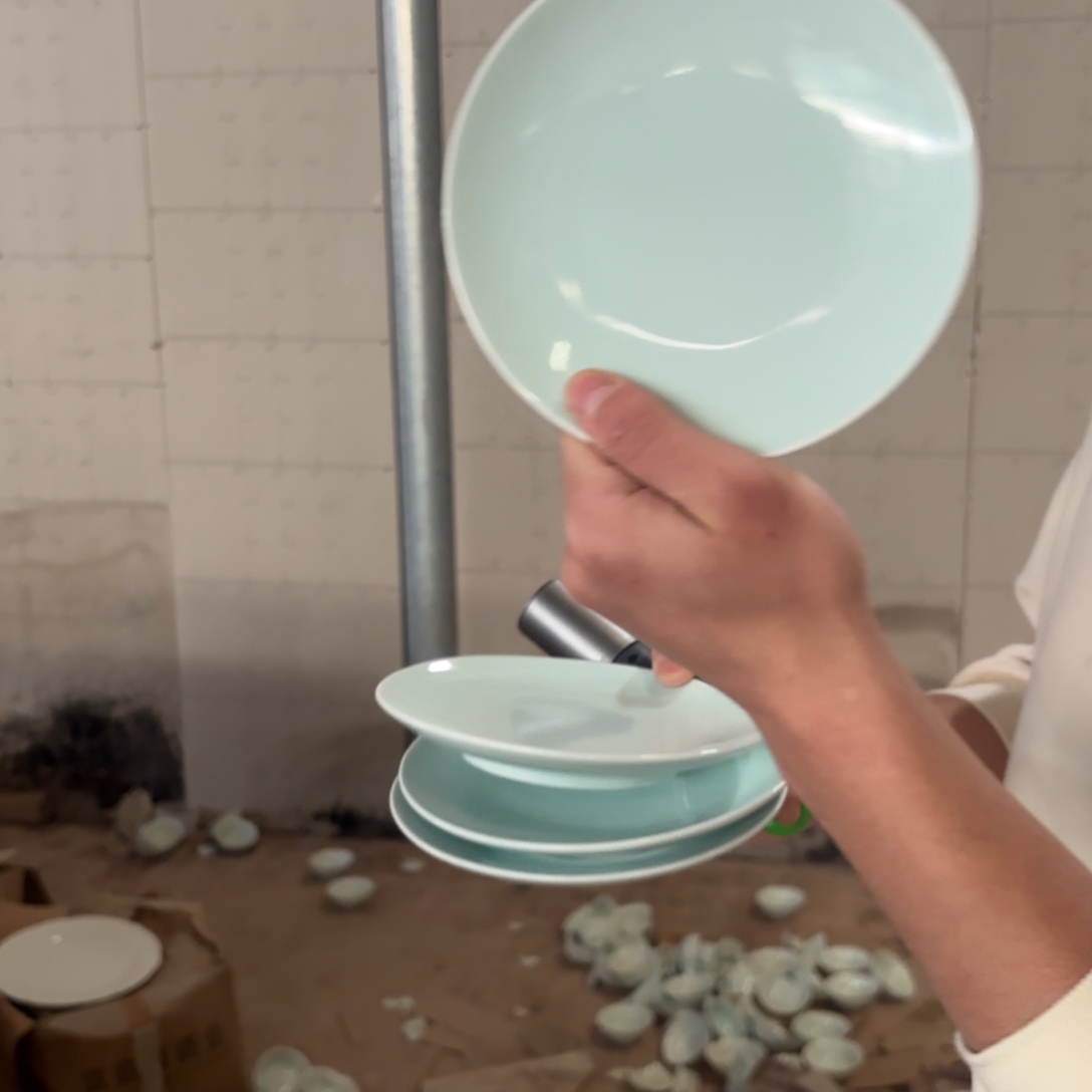 青瓷6英寸影青吐骨碟4只微瑕