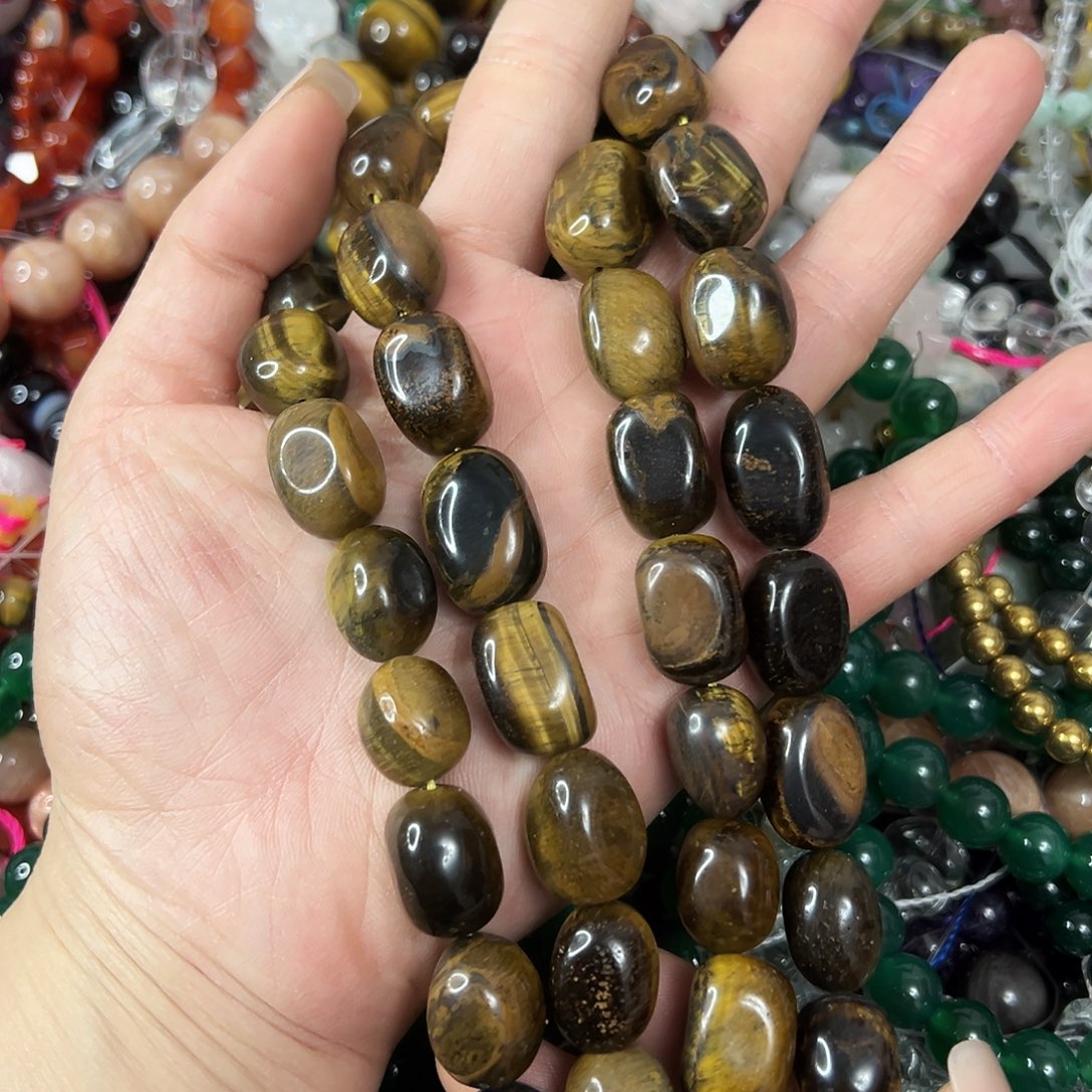 玛瑙/玉髓未镶嵌珠宝半成品，卡12x17黄虎眼一条