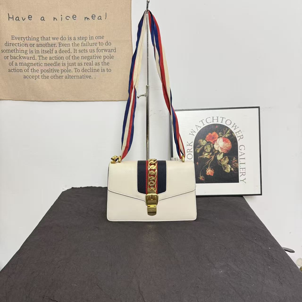 95新 GUCCI/古驰 古登中古/古驰单肩包/gucci斜挎包/塞尔维亚白色