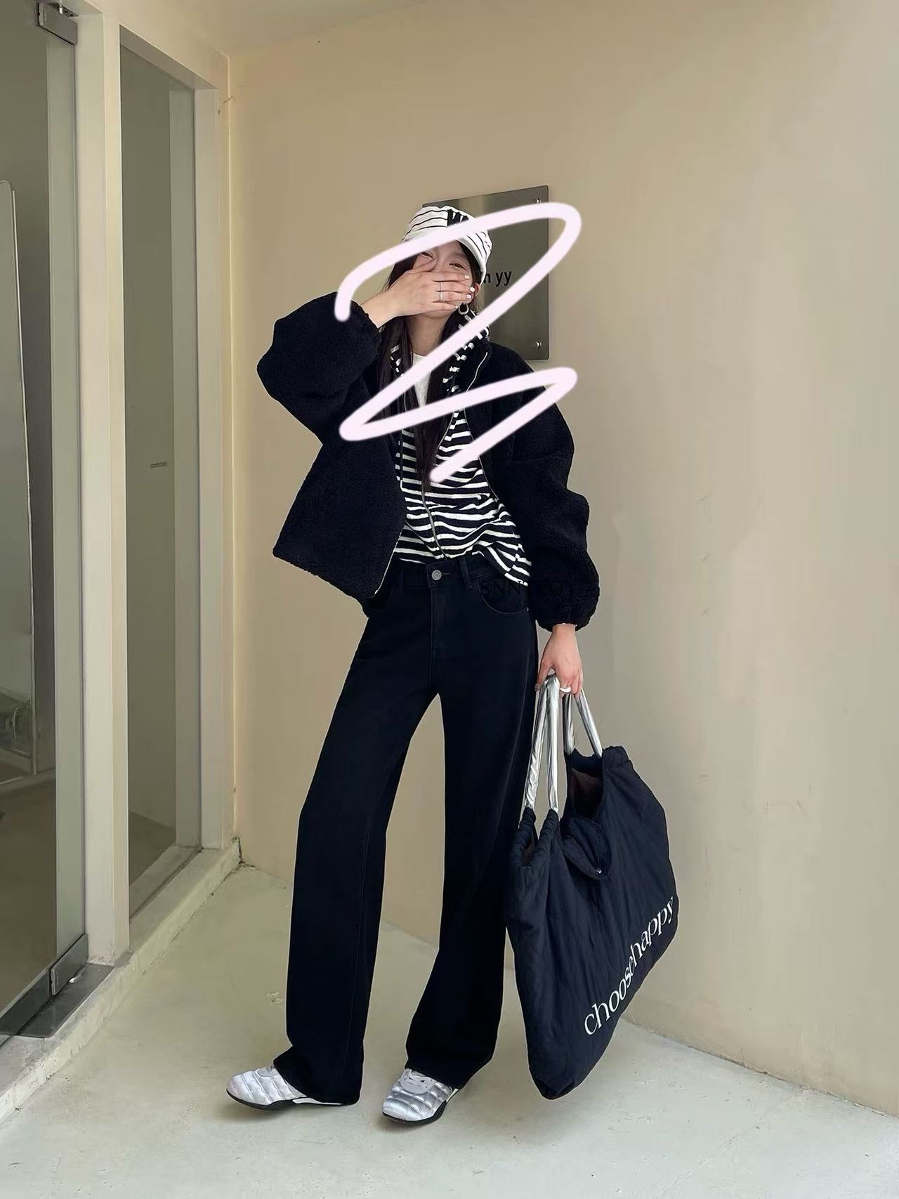 SU【902】代85 愫玥 加绒窄版直筒牛仔裤2025新款黑色中小个子阔腿