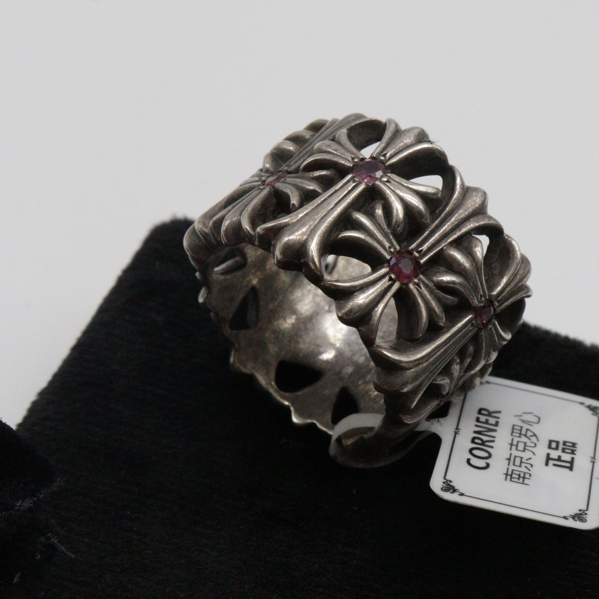 925银戒指 CORNER CH 粉宝圆墓葬戒指   中古