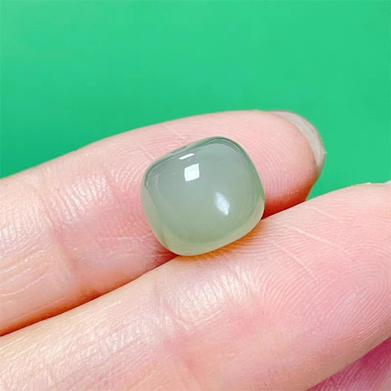 天然和田玉珠子正品冰种晴水散玉石珠子老型桶珠diy手链文玩配10