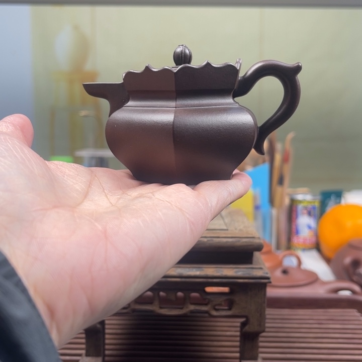 紫砂茶壶天**渡僧帽紫泥