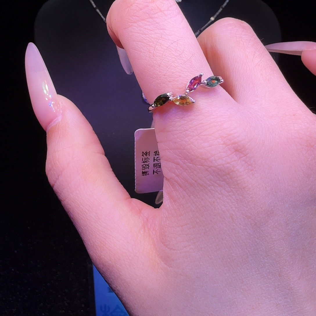 碧玺戒指银S925镶嵌