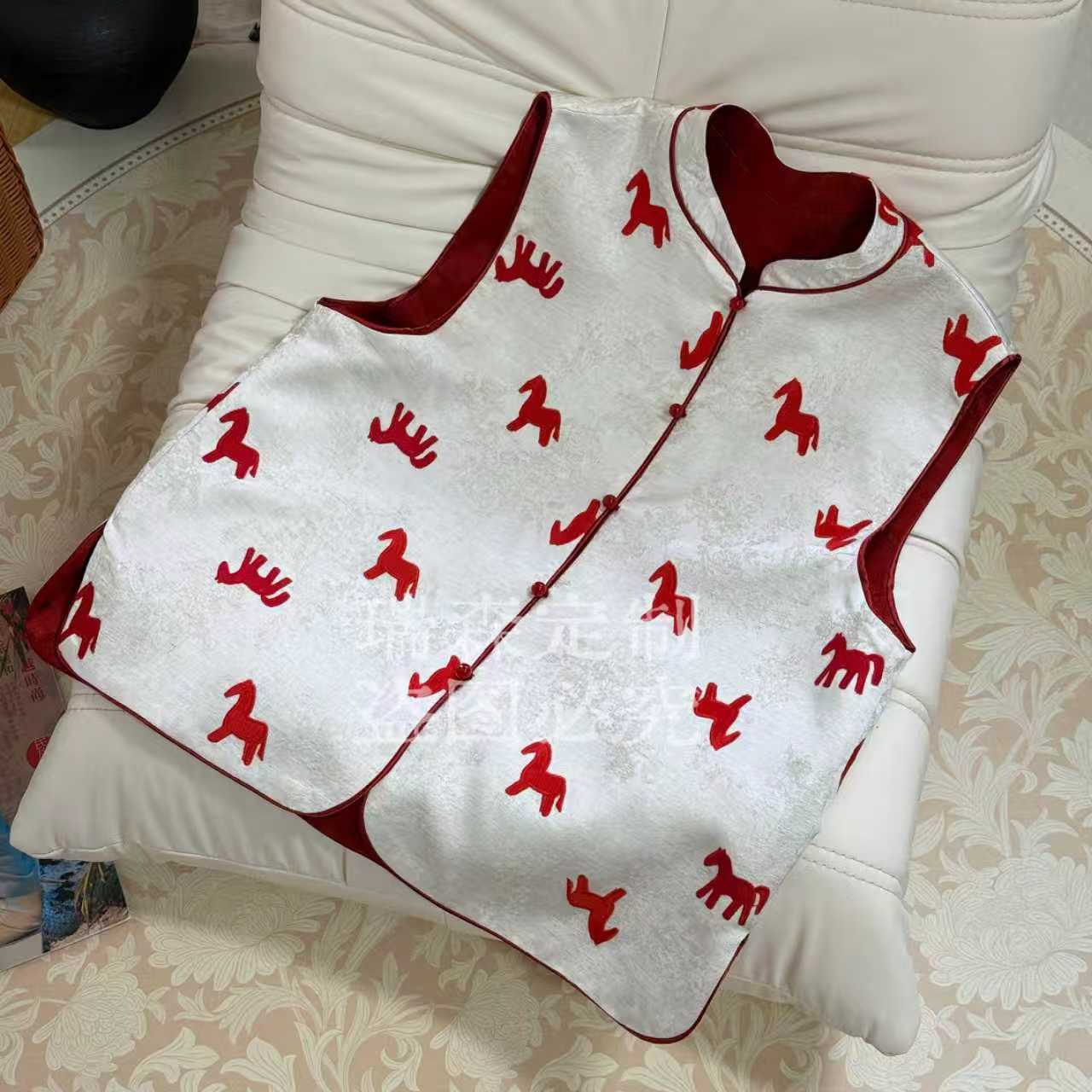 1080 双面双穿马上有钱立领国风马甲-胸围102-衣长58