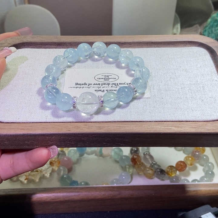 水晶手串未镶嵌ₐ海蓝宝
