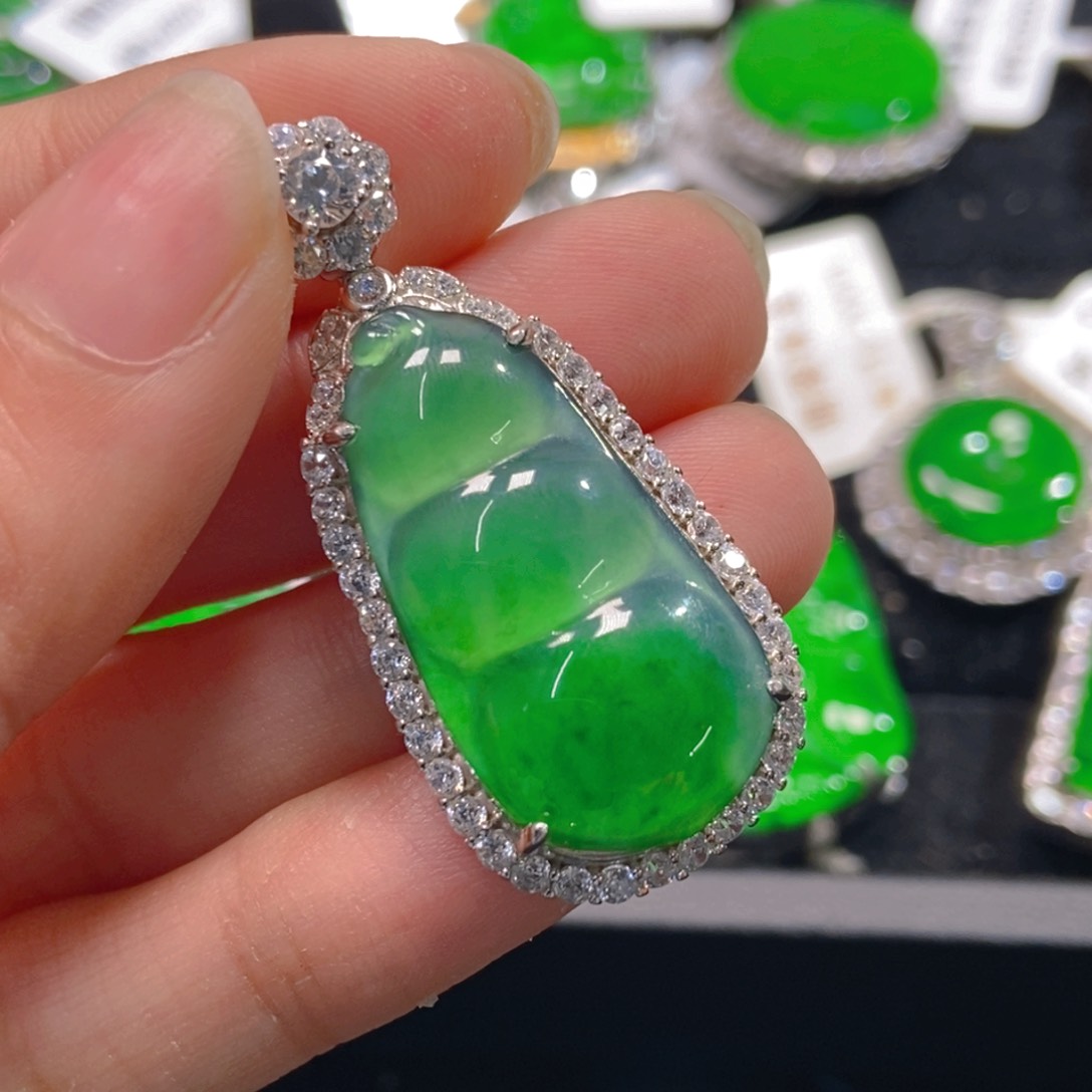 翡翠吊坠(不含链)银S925镶嵌