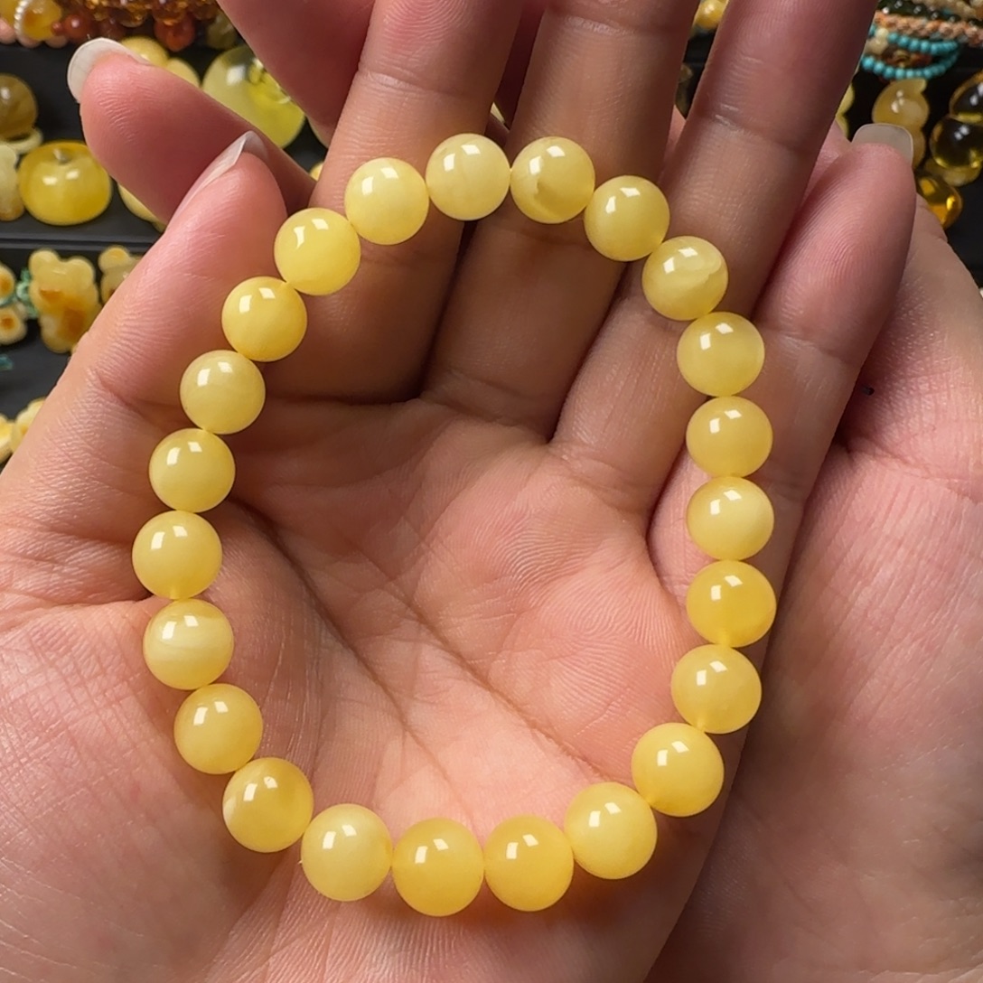 W***X蜜蜡未镶嵌颈饰蜜蜡俄料圆珠单圈手串8mm