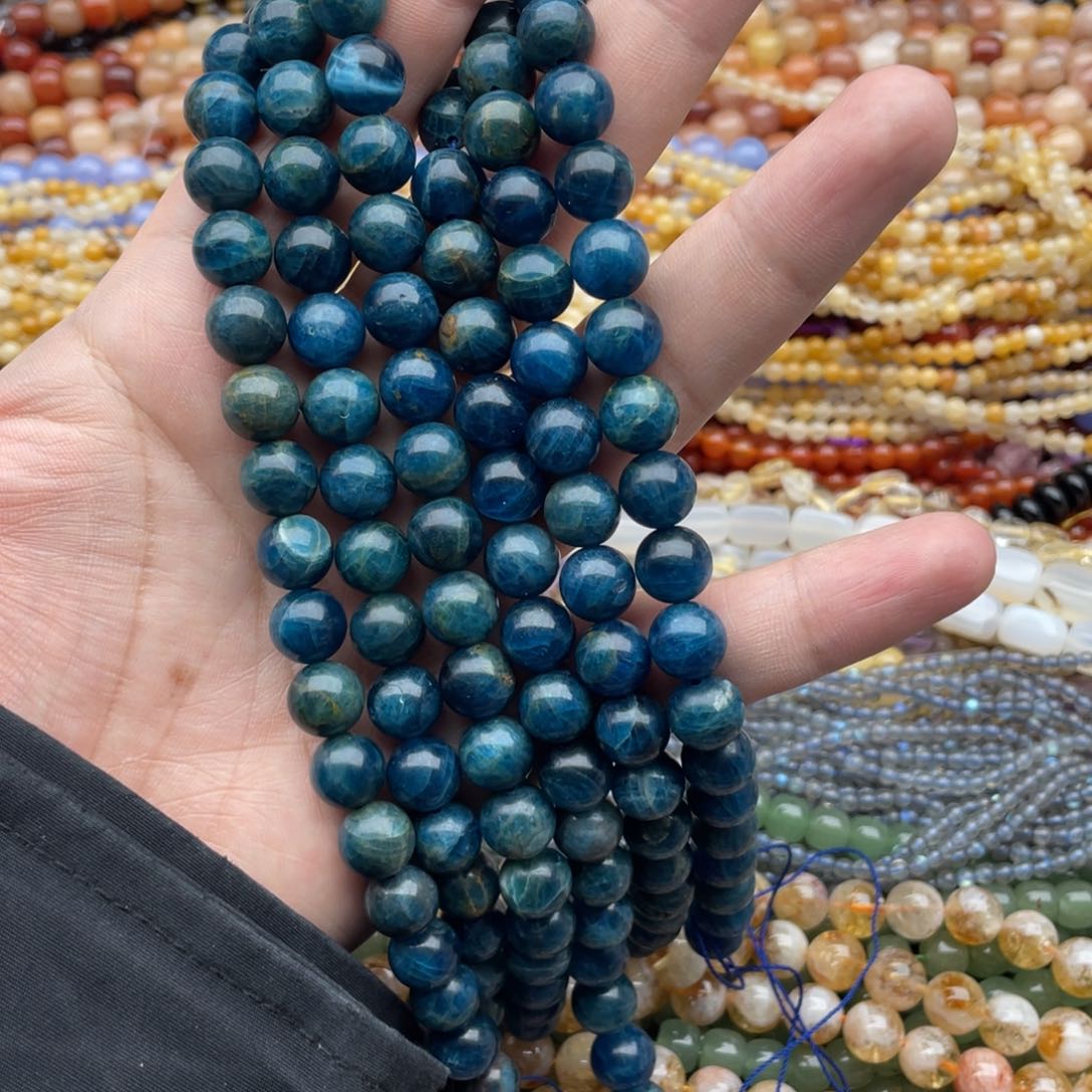 玛瑙/玉髓珠宝半成品未镶嵌一条装10mm蓝鳞灰圆珠