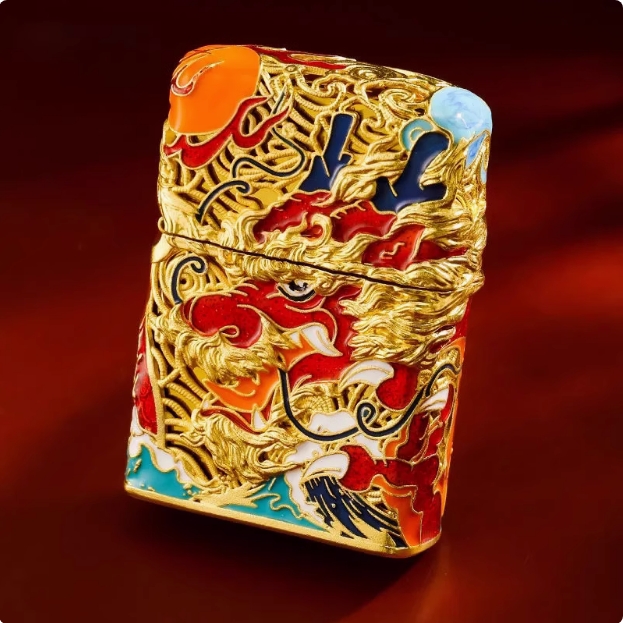 ZIPPO/之宝龙腾四海珐琅镂空官方正品打火机男士复古个性DYJ1