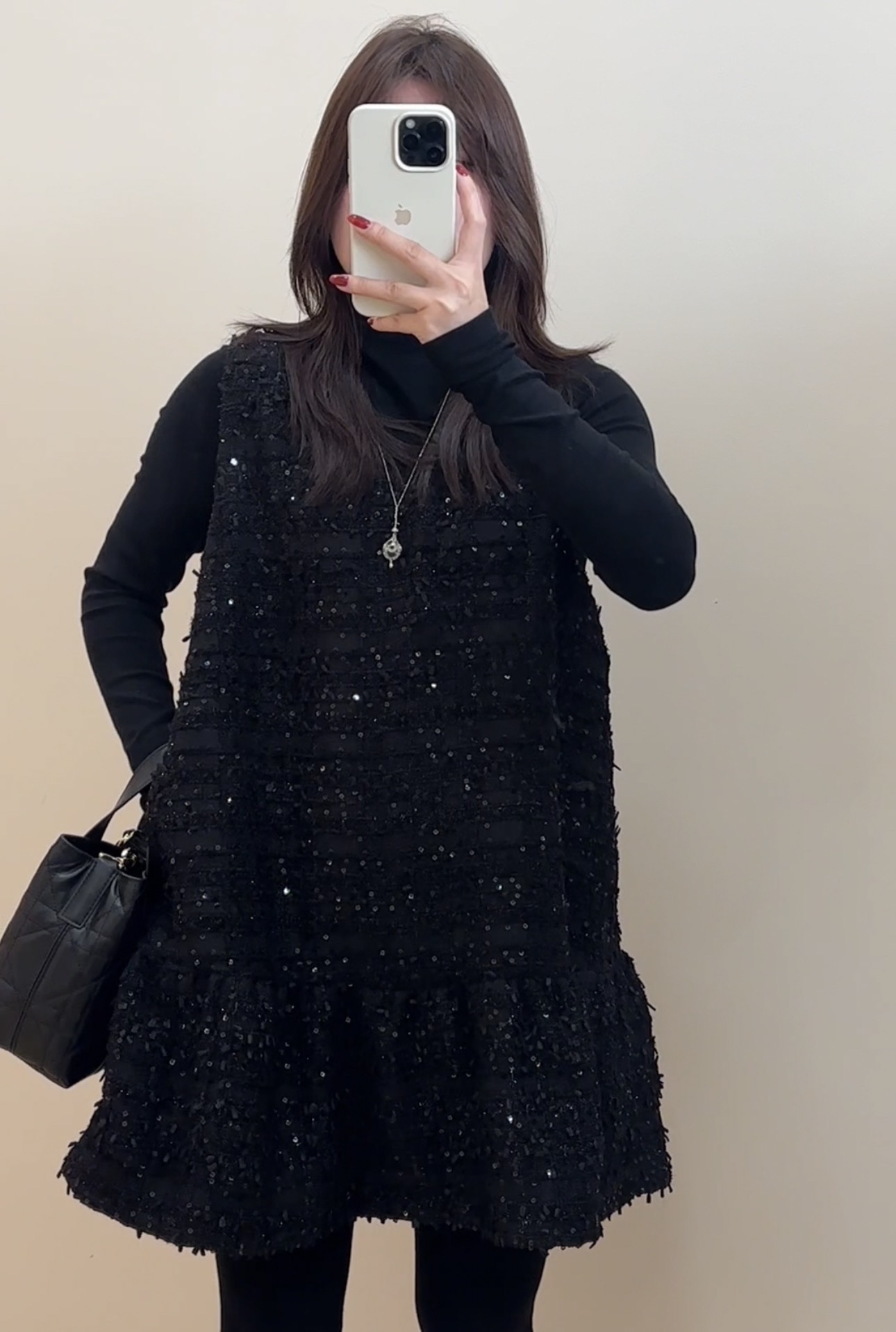 【BayaLi】2025秋冬季新品厚黑美学闪闪马甲裙两件套