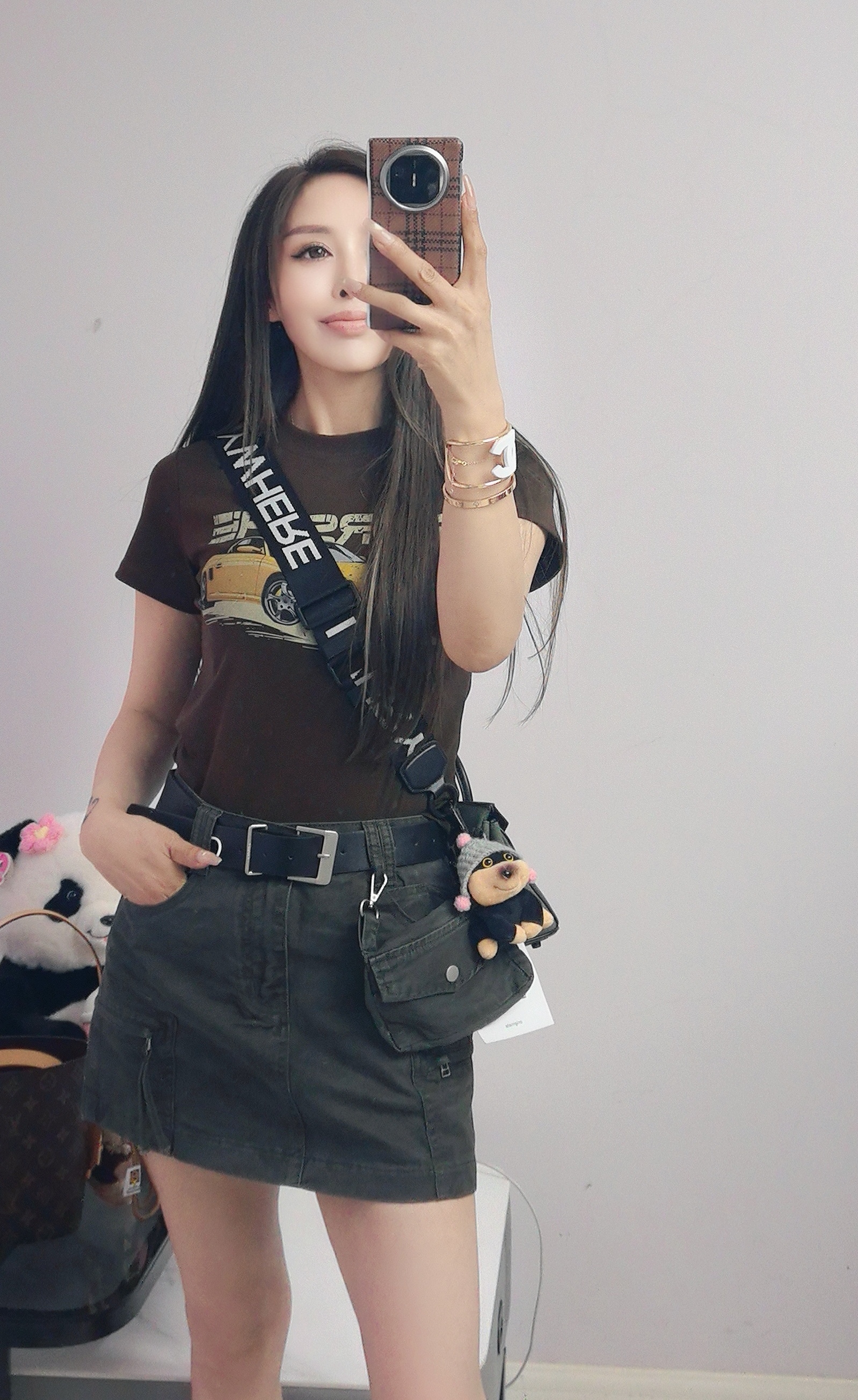 南油欧货纯棉牛仔军绿短裙