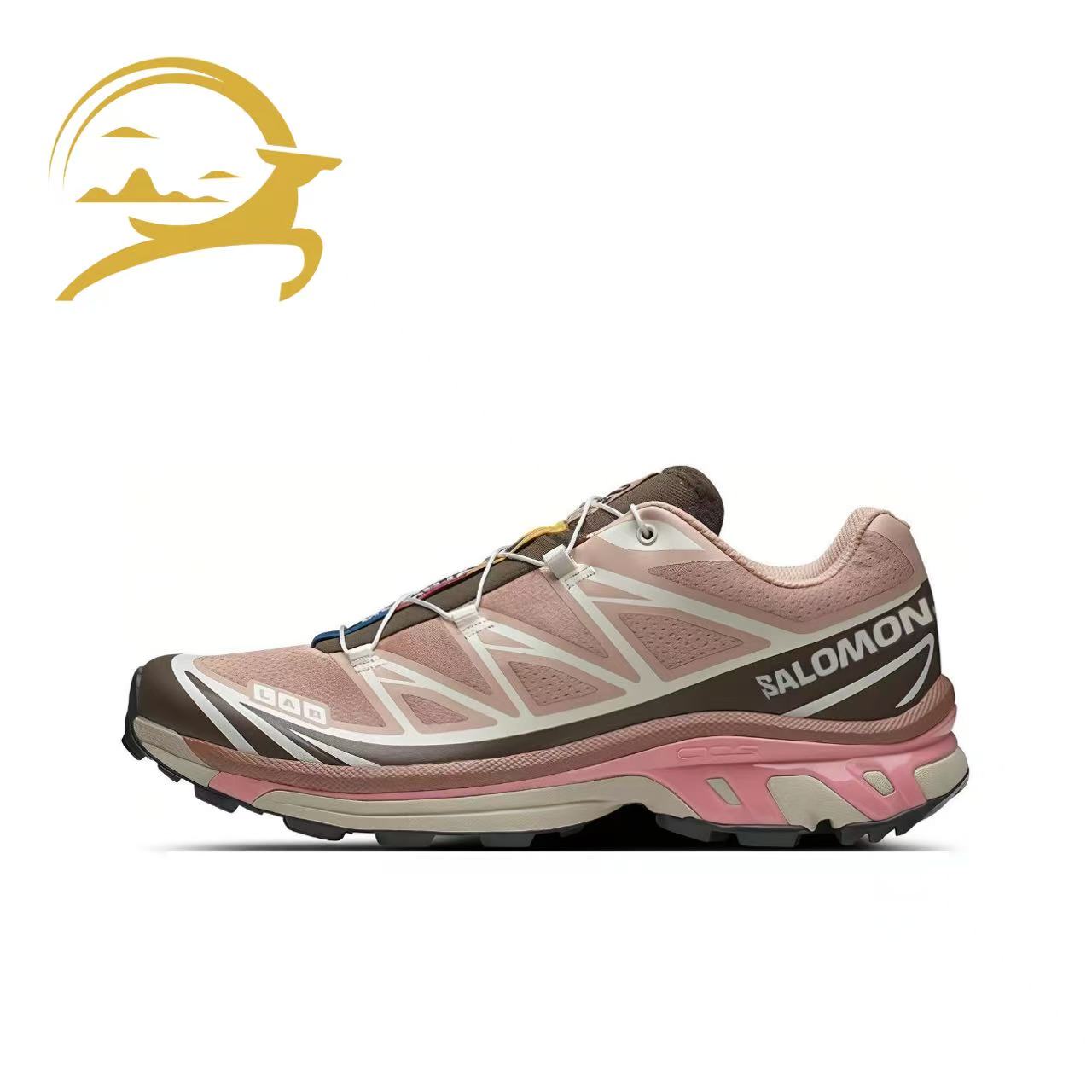 SALOMON萨洛蒙 XT-6 减震 低帮 休闲跑步鞋 男女同款 粉棕色