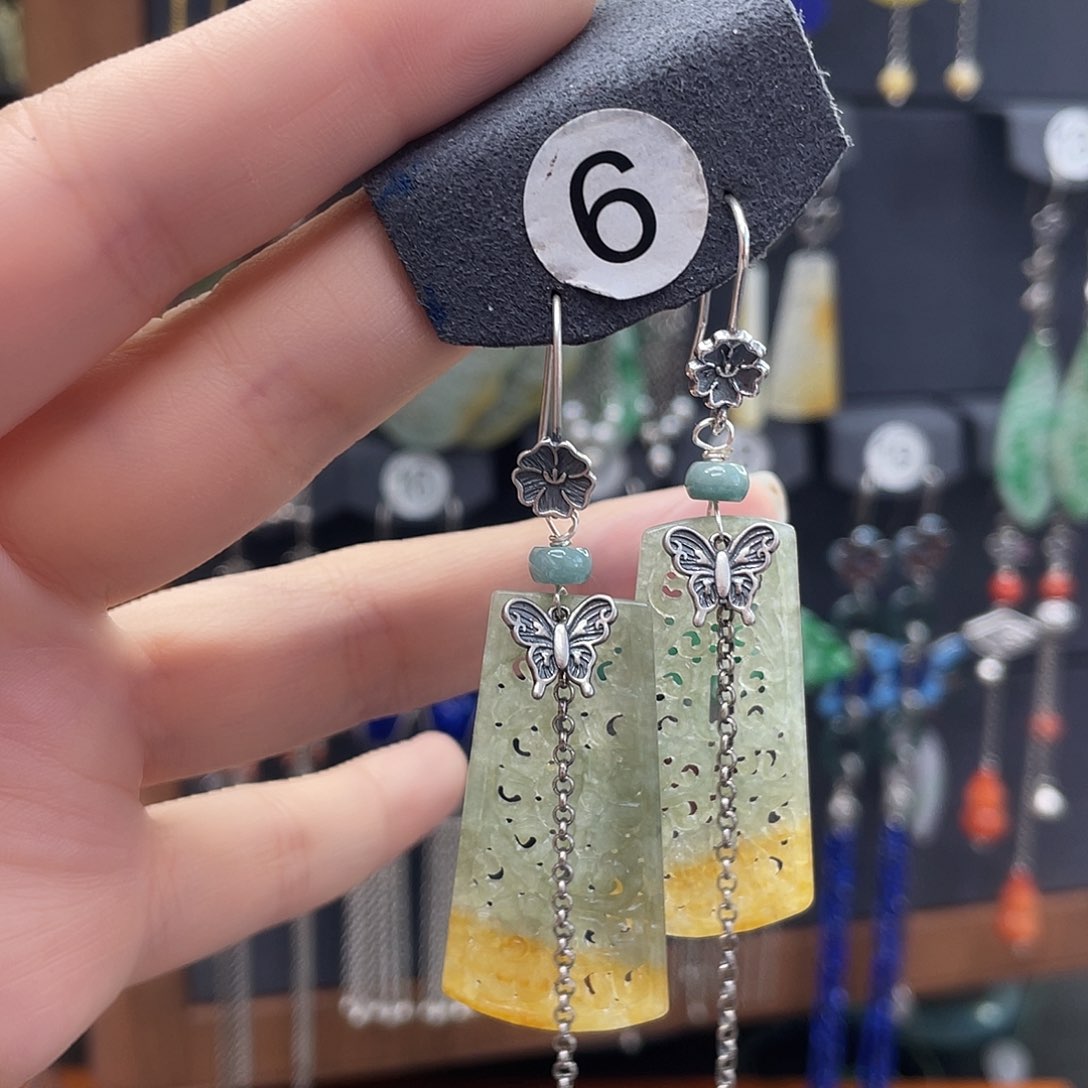 翡翠耳饰银S925镶嵌阿*张002ghjjhh