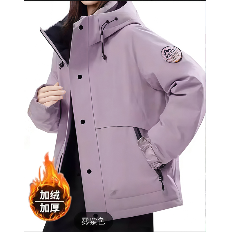 【小火炉大毛冲锋衣】2025冬季新款连帽中长显瘦巨厚百搭外套52126