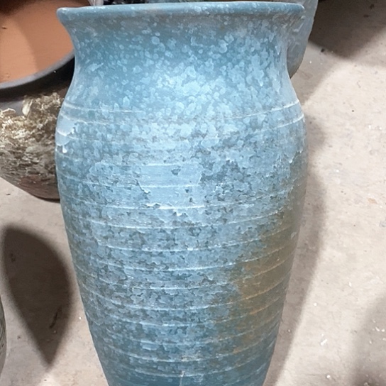 紫砂花盆口20高度39蓝色泼墨处理