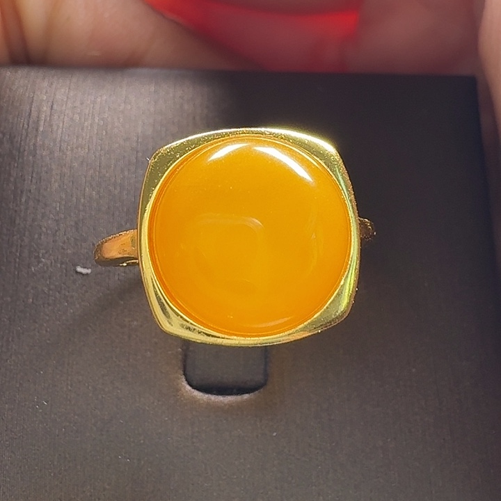 蜜蜡银S925镶嵌戒指戒指