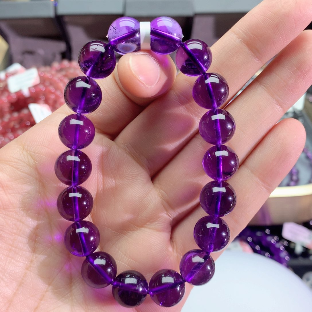 水晶手串未镶嵌紫****~乌拉圭紫晶手链11+