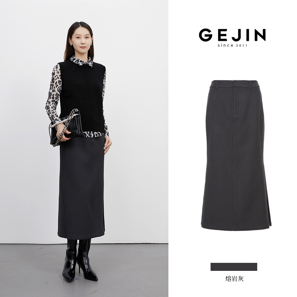 GEJIN/歌锦秋冬新款极简风中长款包臀半身裙9412512416