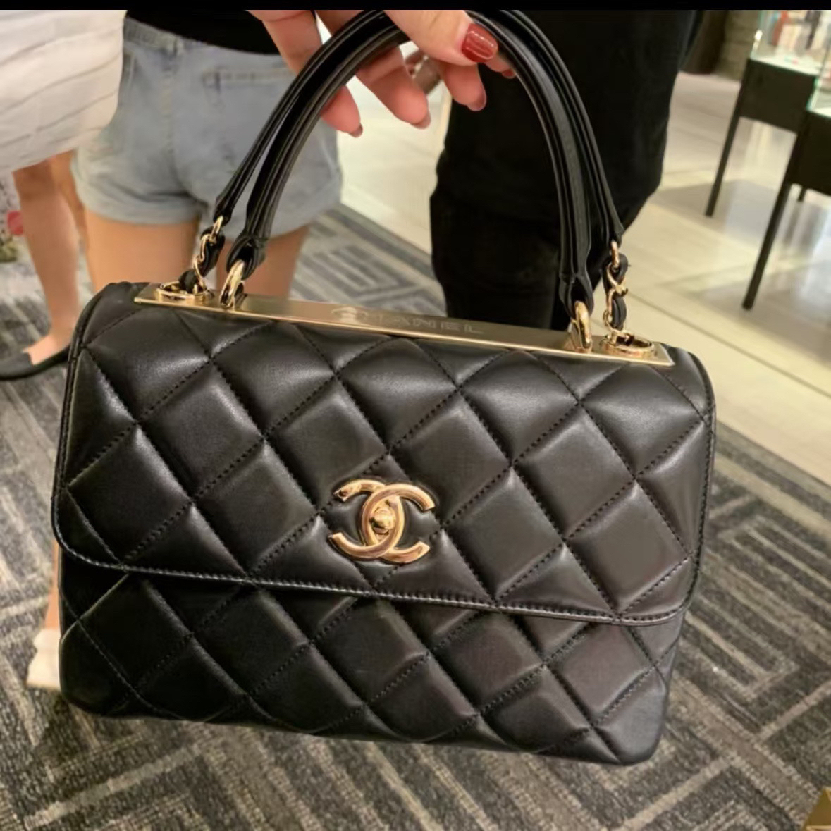 95新 Chanel/香奈儿 艾瑟尔中古/黑金trendy cc/1323