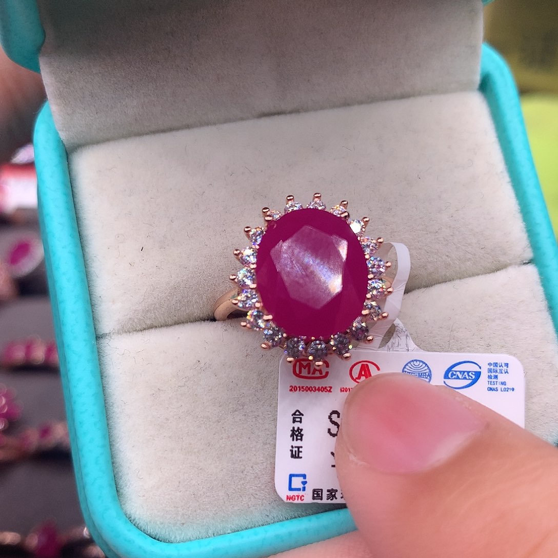 红宝石戒指银S925镶嵌雅*姐