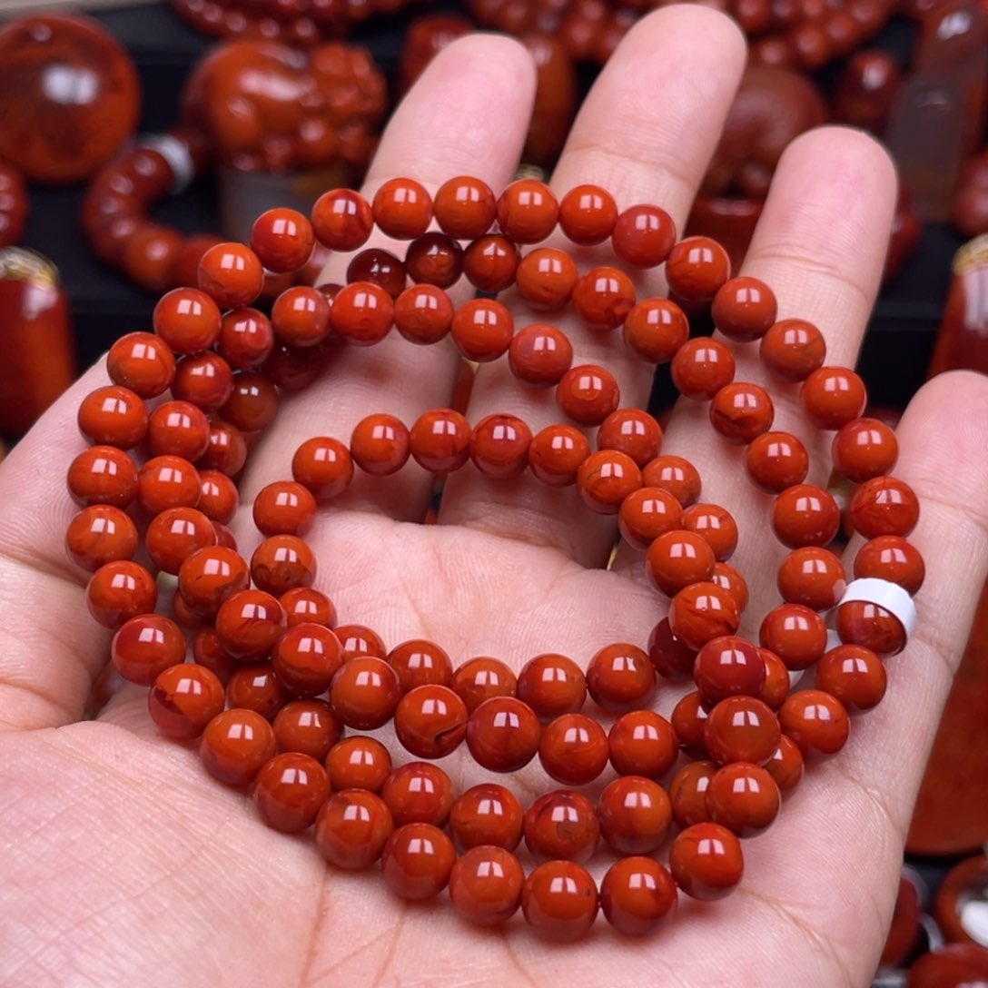 南红玛瑙珠宝奇石未镶嵌多圈6.5mm