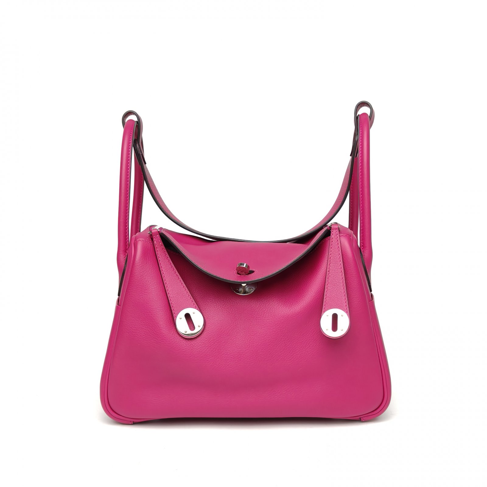 95新 Hermes/爱马仕 【活动黑黑】Lindy 26 玫瑰紫 A刻 银扣