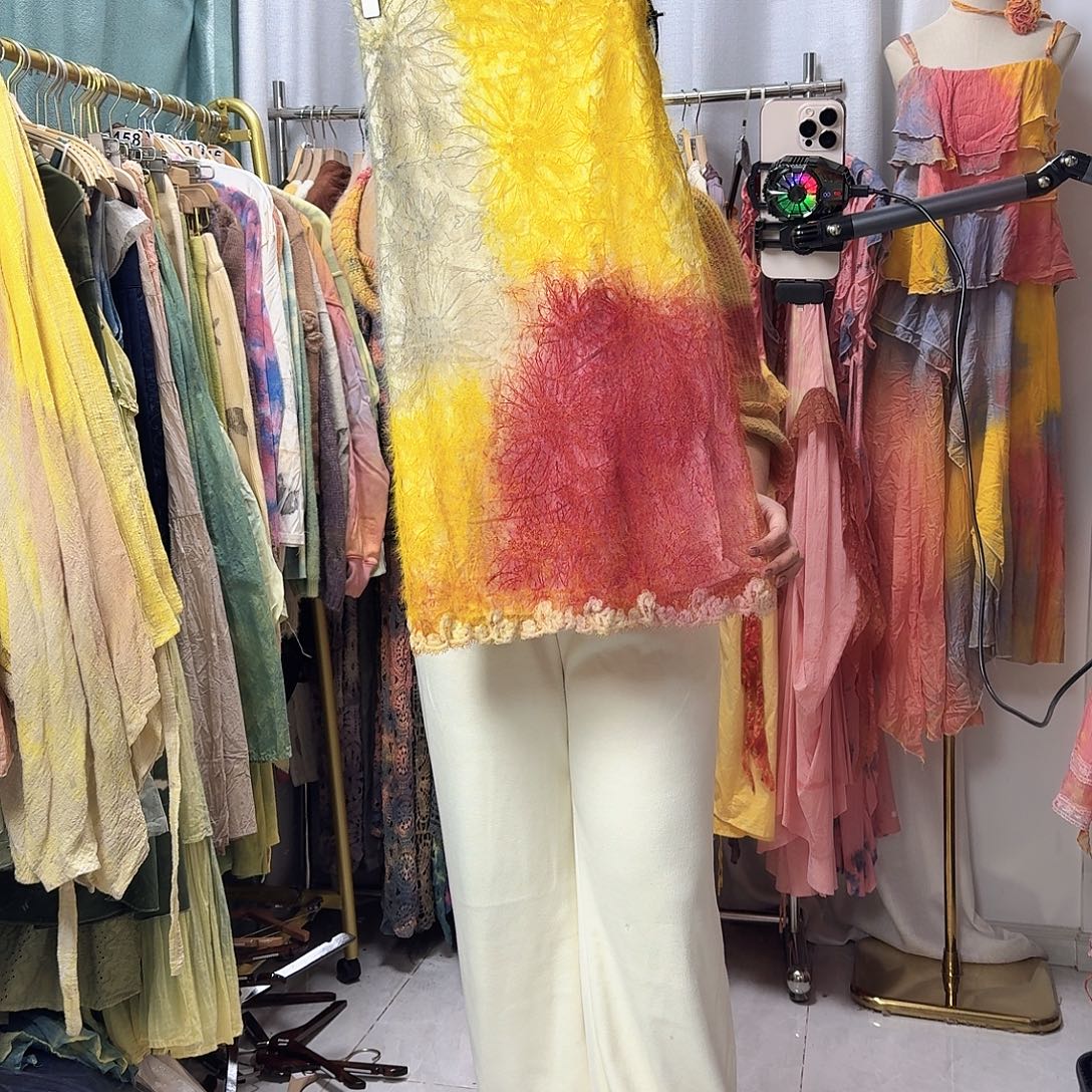 棉植物染花果染半身裙