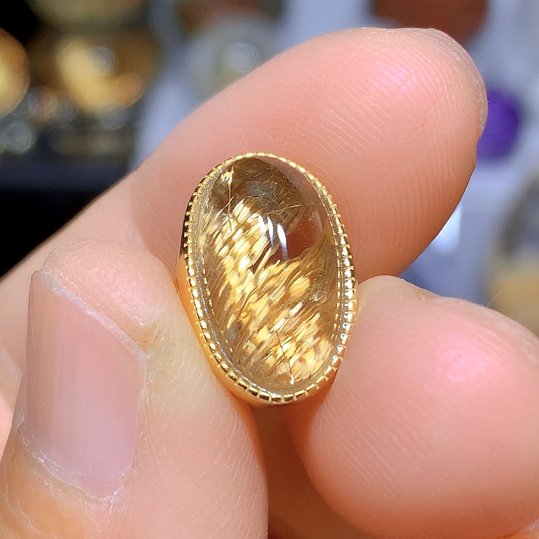 水晶吊坠银S925镀金镶嵌天然水晶