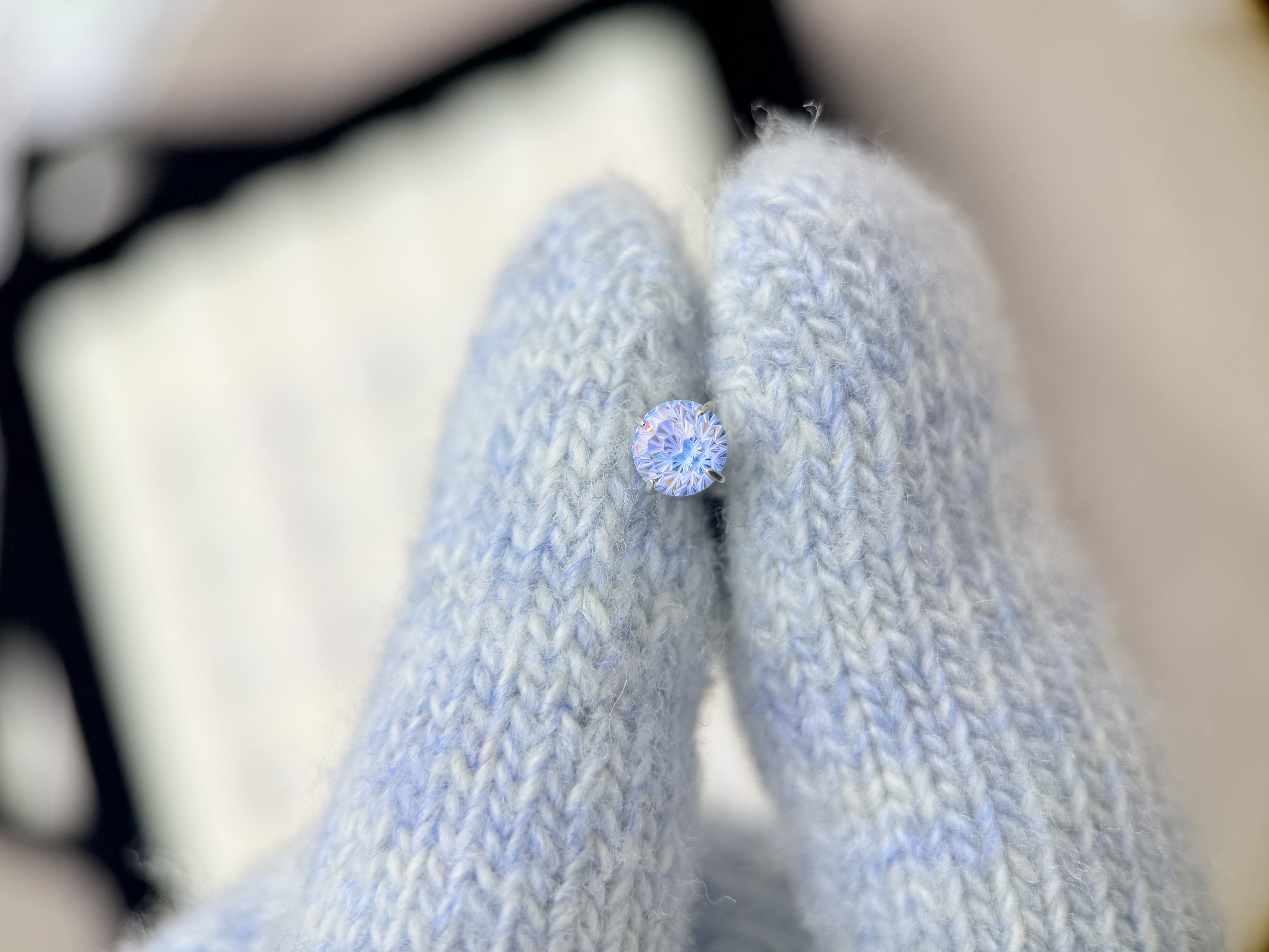 钛钢锆石耳饰 A569 双色渐变烟花切锆石5mm耳骨钉耳钉