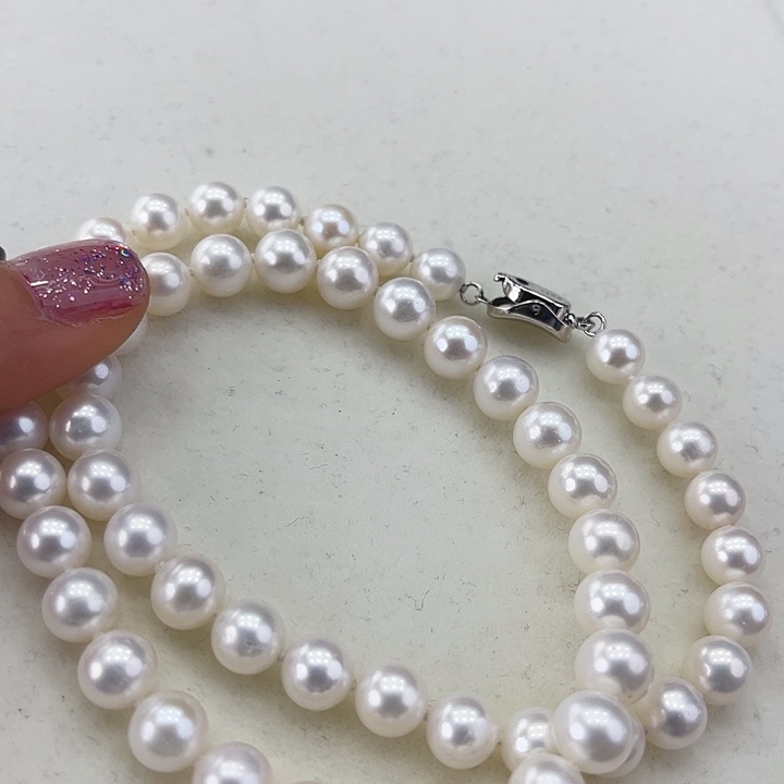 淡水珍珠颈饰银S925镶嵌➕7.8高品冷白