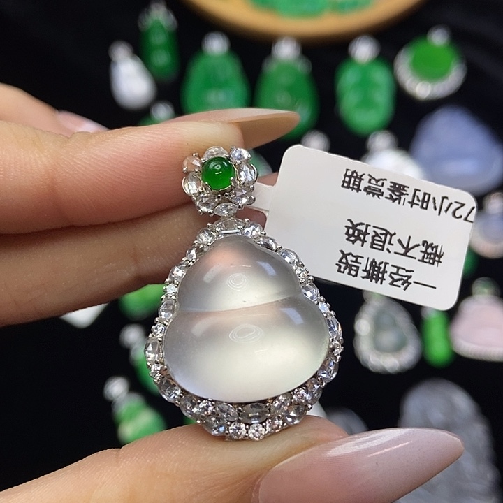 石英质玉银S925镶嵌颈饰葫芦吊坠