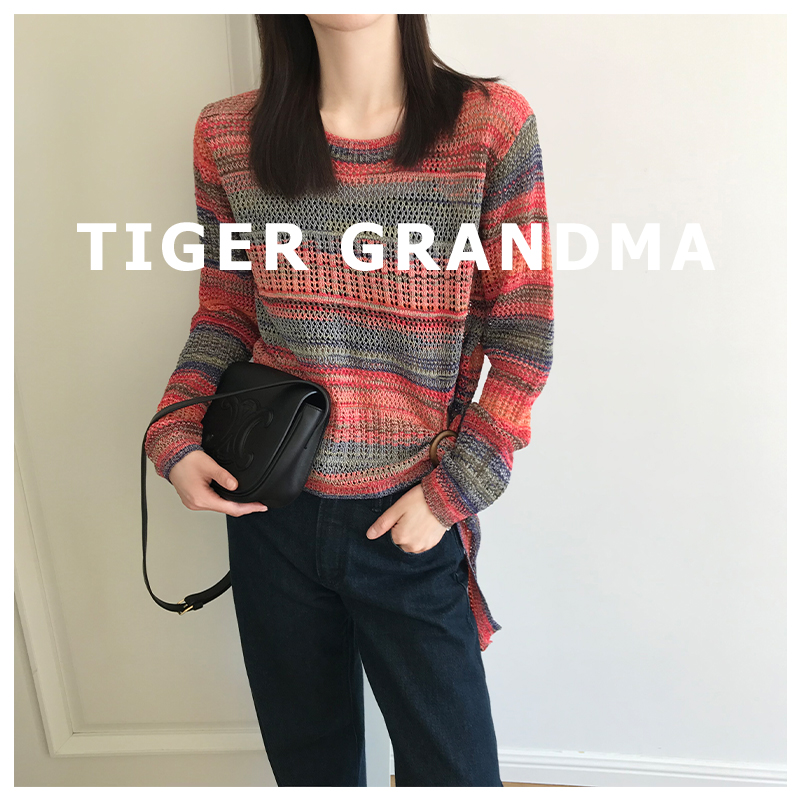 大奇TG 2508 橘色镂空织针织衫