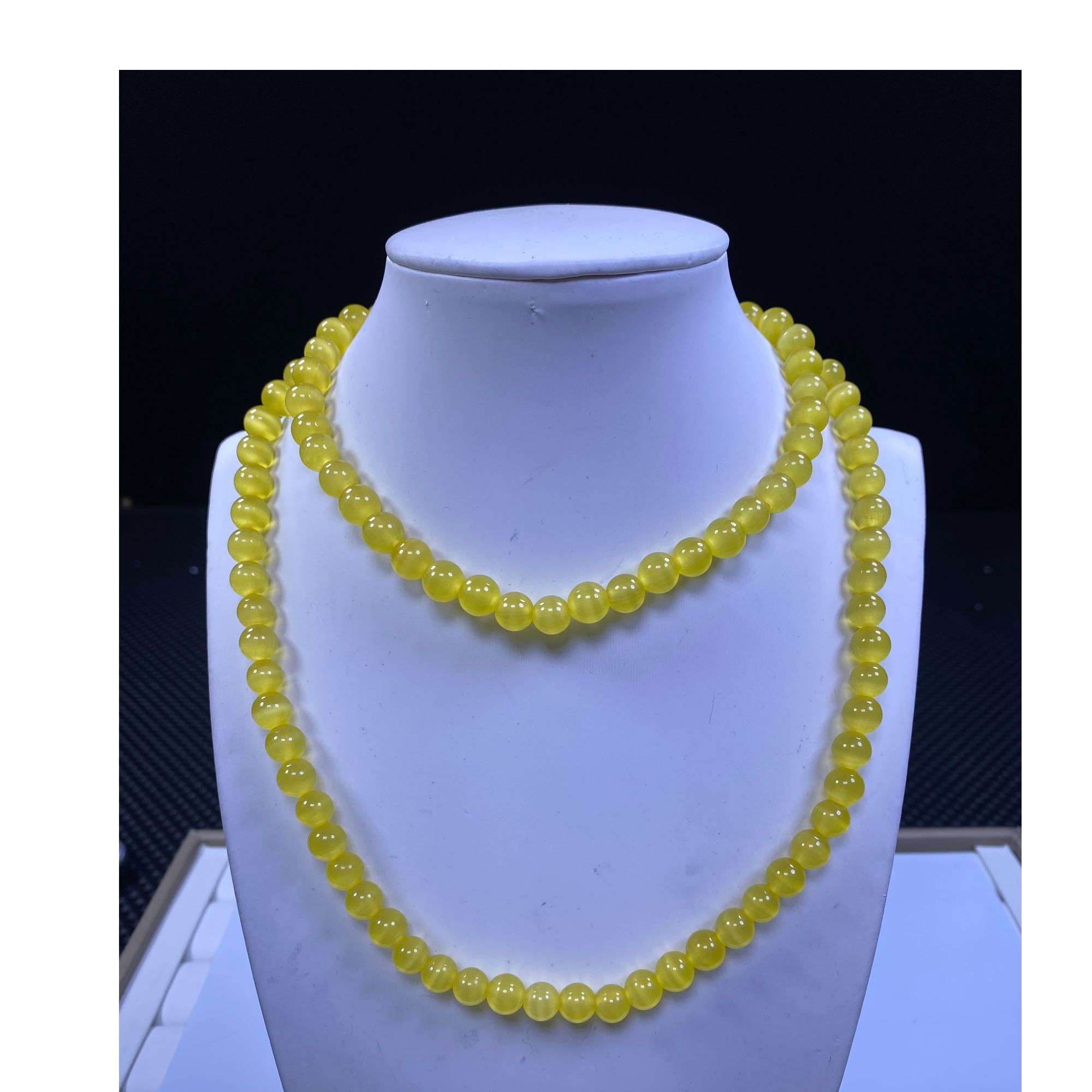 黄猫眼8mm 108 项链J58