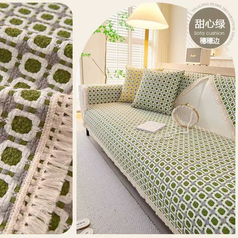 全棉棉麻编织沙发垫套装防滑耐磨不起静电