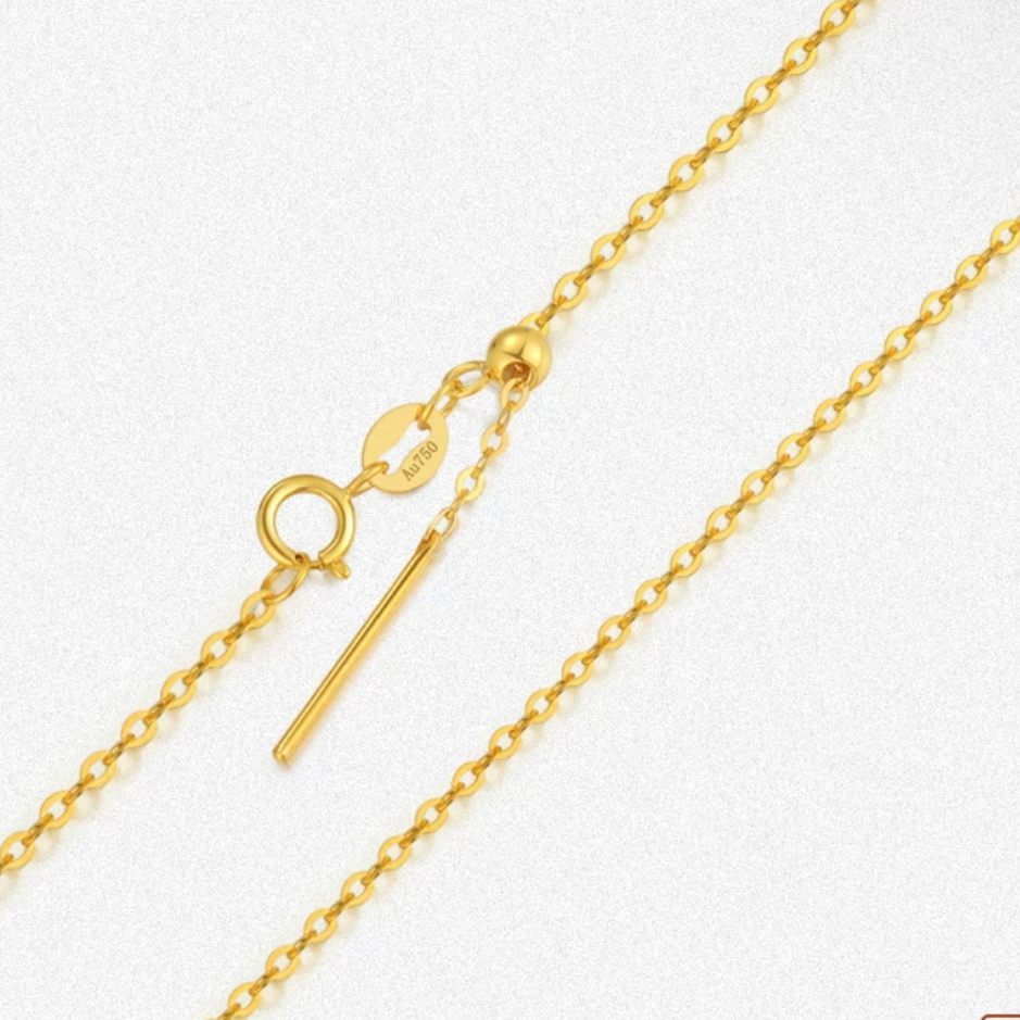 18k金O字针式可调节Au750锁骨链穿珠万能链女款送礼