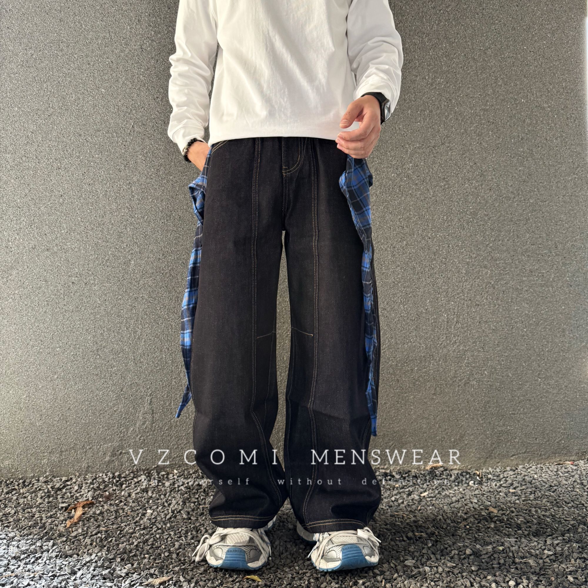 【阔腿裤】美式巴黎风休闲牛仔裤男阔腿裤美式秋冬高街中腰水洗秋季