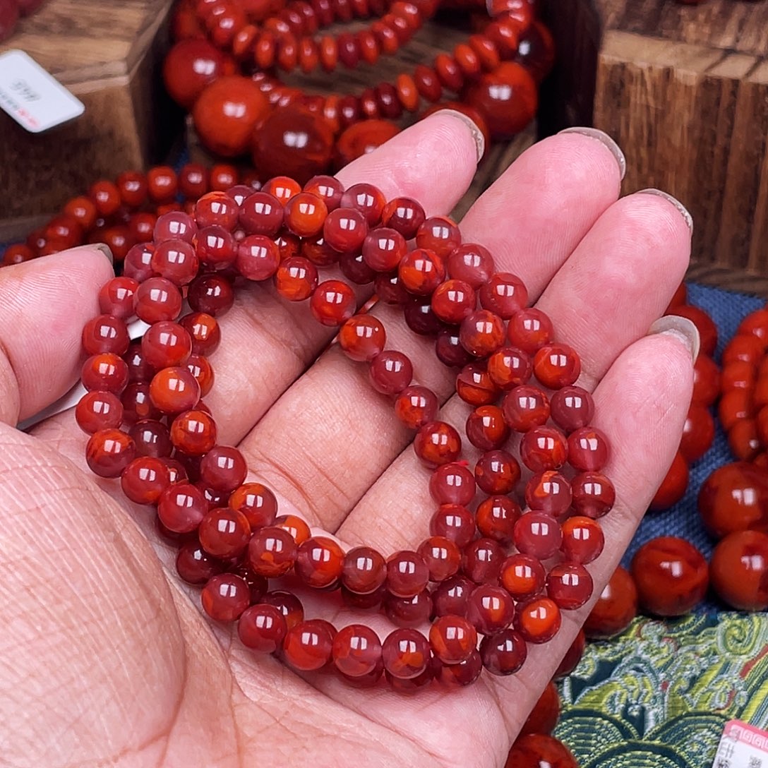南红玛瑙未镶嵌手链南红瓦西卡6多圈108