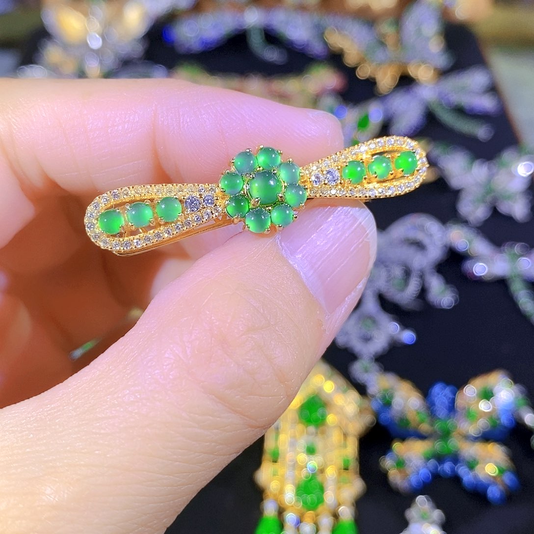 吊坠(不含链)银S925镶嵌翡翠