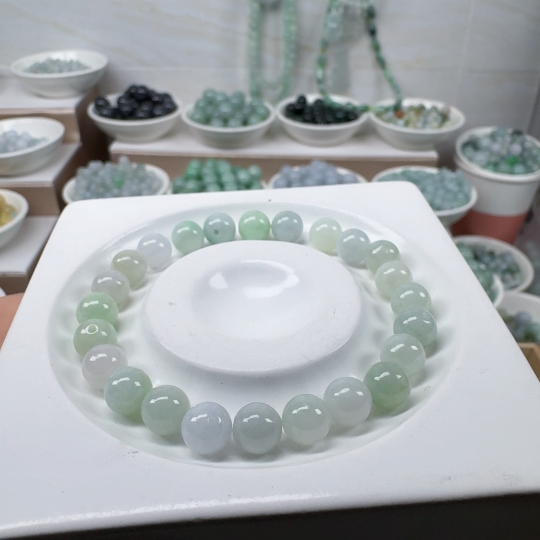 翡翠未镶嵌手链缅甸翡翠A货卡7.5mm