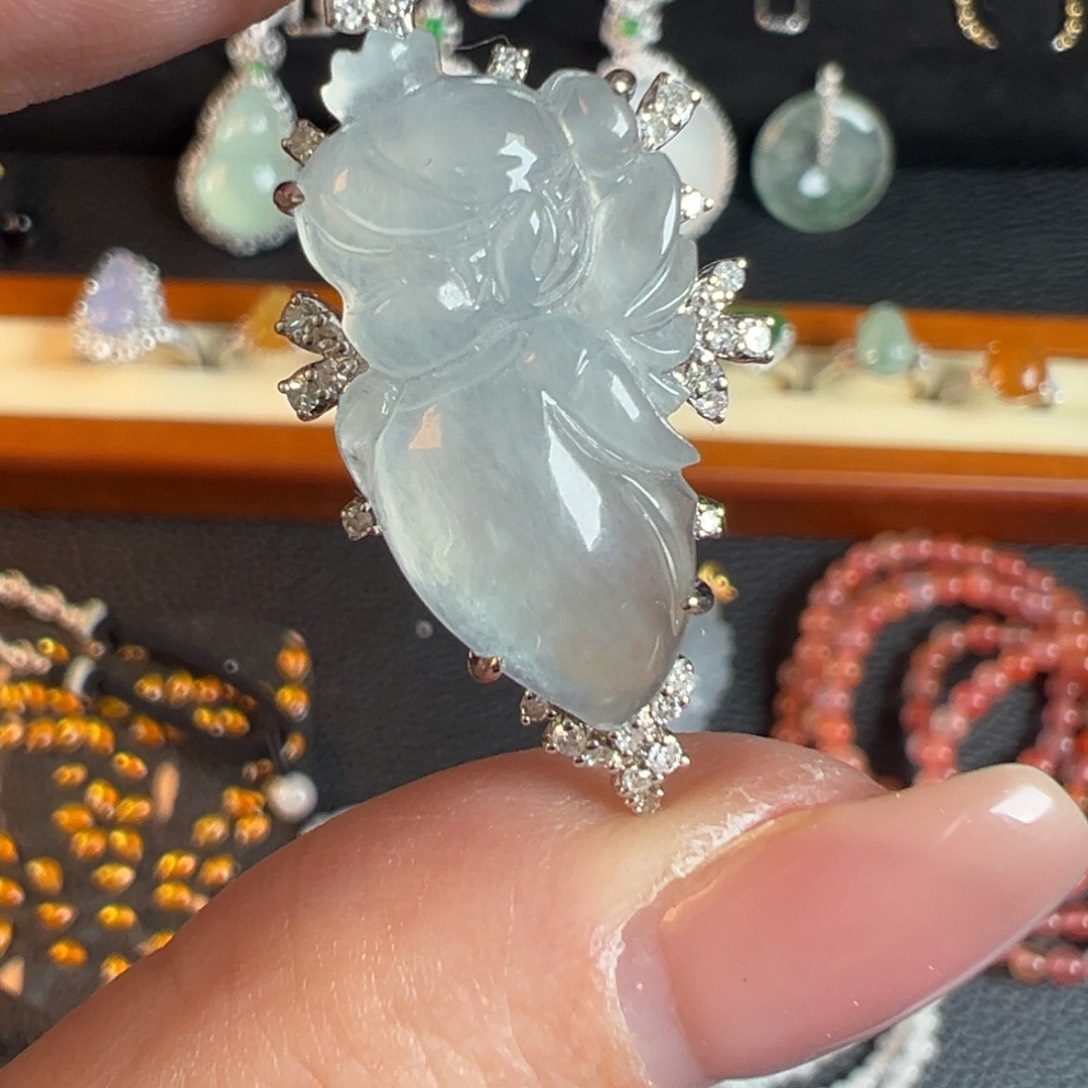 翡翠耳饰未镶嵌小天使 吊坠