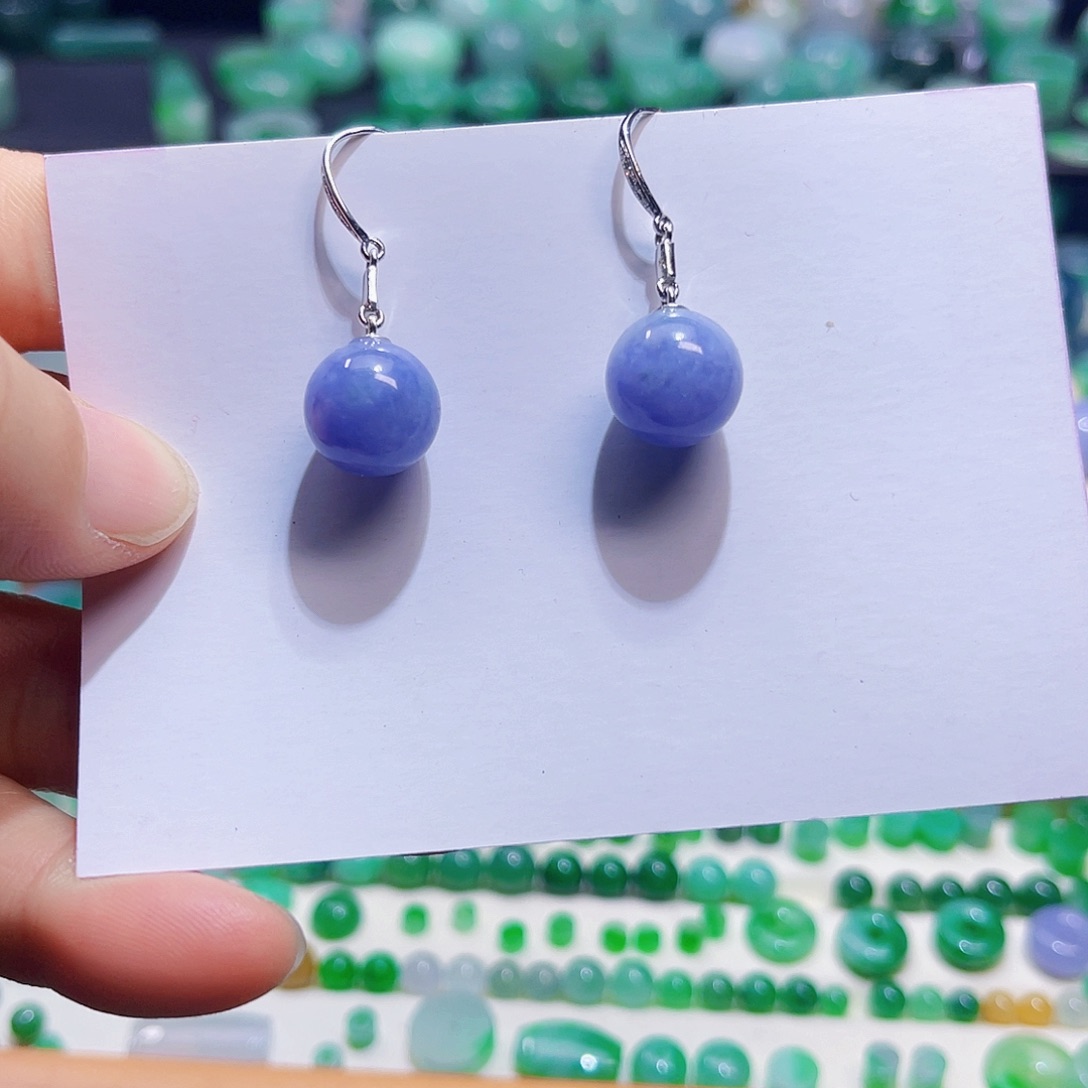 翡翠耳饰18K金镶嵌天然缅甸翡翠耳坠