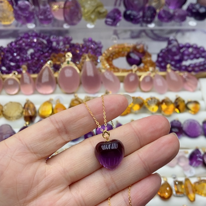 【闪购商品】水晶水晶吊坠18K金镶嵌