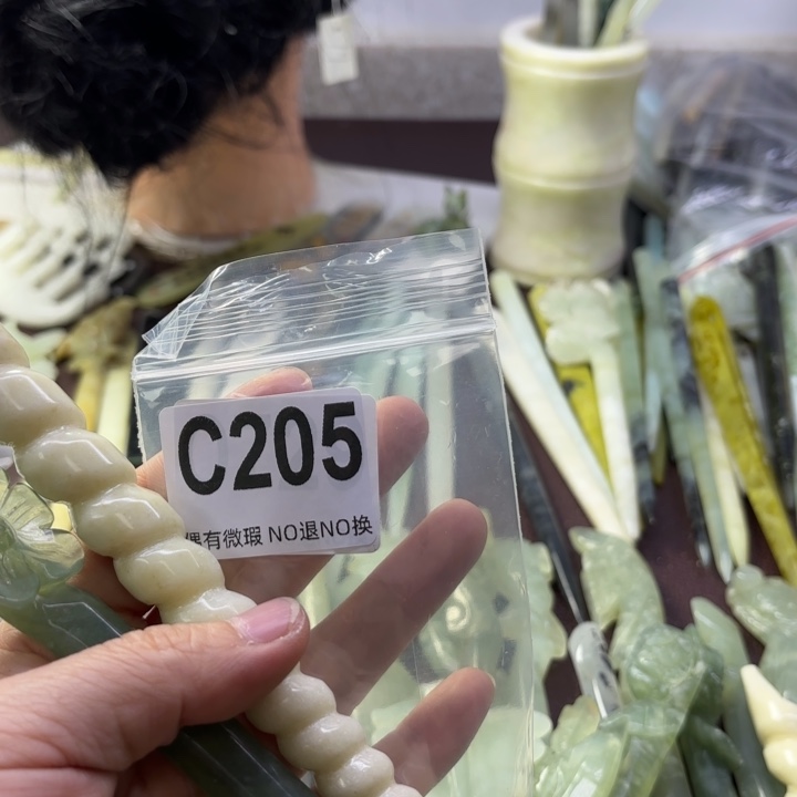 蛇纹石玉发饰合金然****你