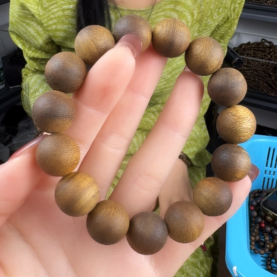 沉香香囊沉香白棋圆珠单圈卡14发一